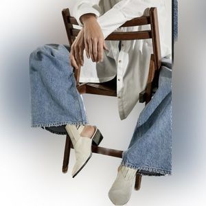 Free People Isabelle Western Mule in Ivory Size 37 EUC